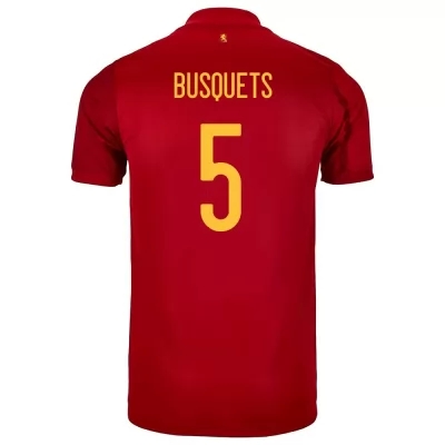 Muži Španielske národné futbalové mužstvo Sergio Busquets #5 Domáci Červená Dresy 2021 Košele Dres