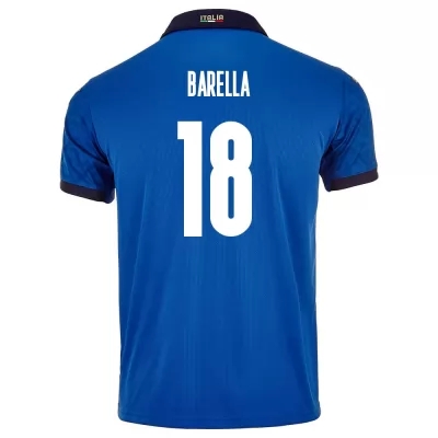 Ženy Talianske národné futbalové mužstvo Nicolo Barella #18 Domáci Modrá Dresy 2021 Košele Dres