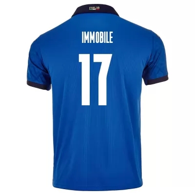 Deti Talianske národné futbalové mužstvo Ciro Immobile #17 Domáci Modrá Dresy 2021 Košele Dres