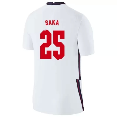 Muži Anglické národné futbalové mužstvo Bukayo Saka #25 Domáci Biely Dresy 2021 Košele Dres