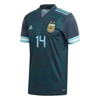 Muži Argentínske Národné Futbalové Mužstvo Exequiel Palacios #14 Vonkajší Tmavomodrá Dresy 2021 Košele Dres