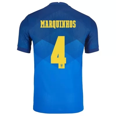 Deti Brazílske národné futbalové mužstvo Marquinhos #4 Vonkajší Modrá Dresy 2021 Košele Dres