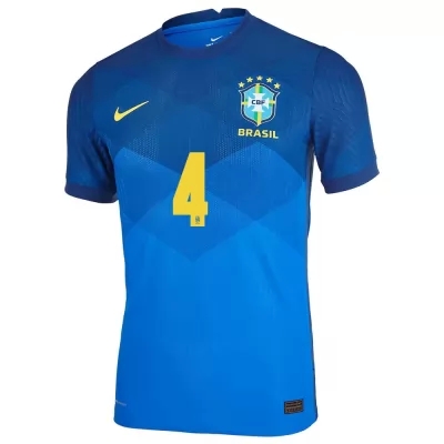 Ženy Brazílske Národné Futbalové Mužstvo Marquinhos #4 Vonkajší Modrá Dresy 2021 Košele Dres