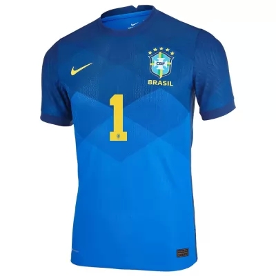 Ženy Brazílske Národné Futbalové Mužstvo Alisson #1 Vonkajší Modrá Dresy 2021 Košele Dres
