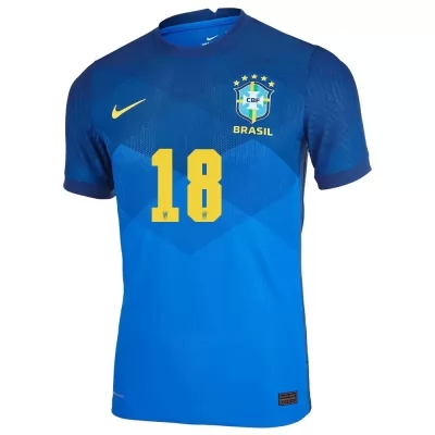 Ženy Brazílske Národné Futbalové Mužstvo Vinicius Junior #18 Vonkajší Modrá Dresy 2021 Košele Dres