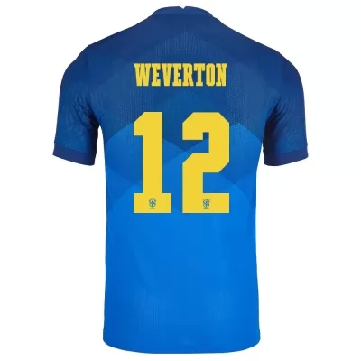 Deti Brazílske národné futbalové mužstvo Weverton #12 Vonkajší Modrá Dresy 2021 Košele Dres