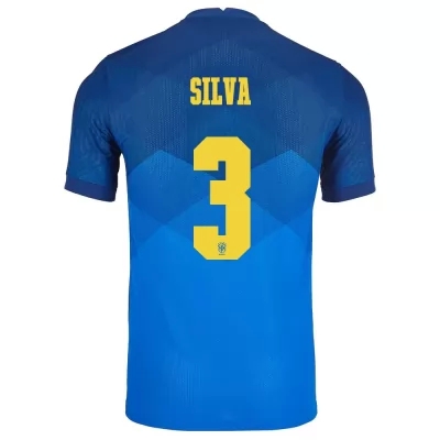 Ženy Brazílske národné futbalové mužstvo Thiago Silva #3 Vonkajší Modrá Dresy 2021 Košele Dres