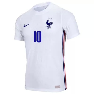 Deti Francúzske Národné Futbalové Mužstvo Kylian Mbappe #10 Vonkajší Biely Dresy 2021 Košele Dres