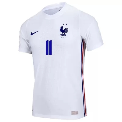 Muži Francúzske Národné Futbalové Mužstvo Ousmane Dembele #11 Vonkajší Biely Dresy 2021 Košele Dres