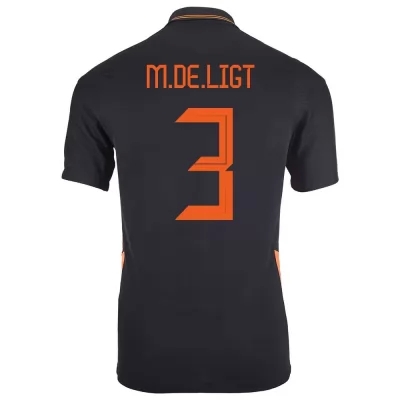 Muži Holandské národné futbalové mužstvo Matthijs de Ligt #3 Vonkajší čierna Dresy 2021 Košele Dres