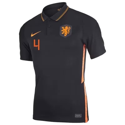 Deti Holandské Národné Futbalové Mužstvo Nathan Ake #4 Vonkajší čierna Dresy 2021 Košele Dres