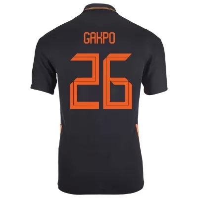Ženy Holandské národné futbalové mužstvo Cody Gakpo #26 Vonkajší čierna Dresy 2021 Košele Dres