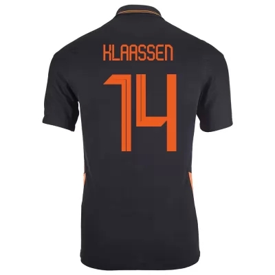 Muži Holandské národné futbalové mužstvo Davy Klaassen #14 Vonkajší čierna Dresy 2021 Košele Dres