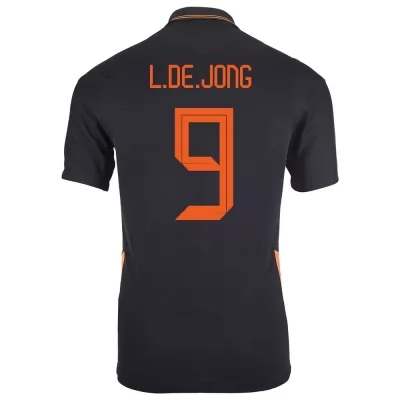 Ženy Holandské národné futbalové mužstvo Luuk de Jong #9 Vonkajší čierna Dresy 2021 Košele Dres