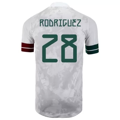 Ženy Mexické národné futbalové mužstvo Carlos Rodriguez #28 Vonkajší Biely čierny Dresy 2021 Košele Dres