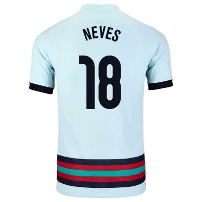 Deti Portugalské národné futbalové mužstvo Ruben Neves #18 Vonkajší Svetlo modrá Dresy 2021 Košele Dres