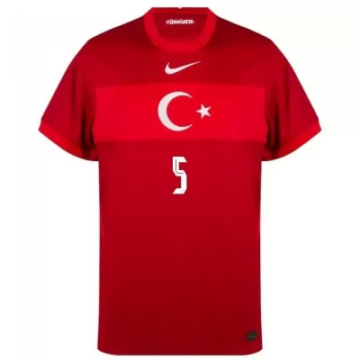 Deti Turecké Národné Futbalové Mužstvo Okay Yokuslu #5 Vonkajší Červená Dresy 2021 Košele Dres