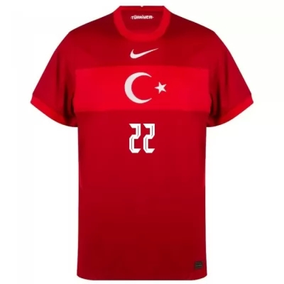 Deti Turecké Národné Futbalové Mužstvo Kaan Ayhan #22 Vonkajší Červená Dresy 2021 Košele Dres