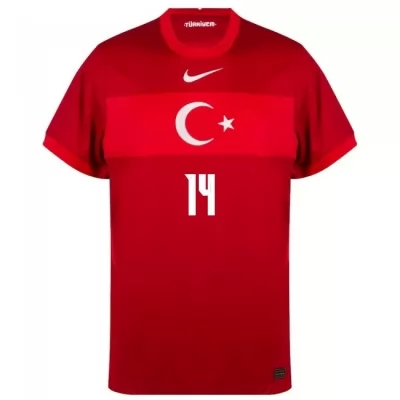 Deti Turecké Národné Futbalové Mužstvo Taylan Antalyali #14 Vonkajší Červená Dresy 2021 Košele Dres