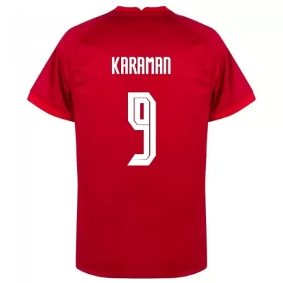 Deti Turecké Národné Futbalové Mužstvo Kenan Karaman #9 Vonkajší Červená Dresy 2021 Košele Dres