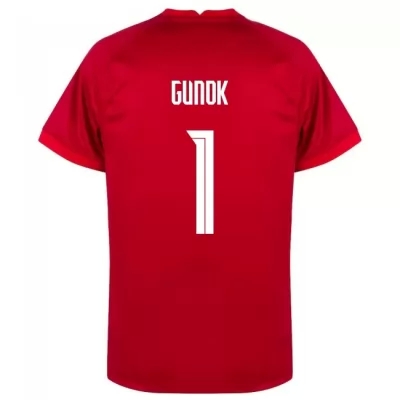 Deti Turecké Národné Futbalové Mužstvo Mert Gunok #1 Vonkajší Červená Dresy 2021 Košele Dres