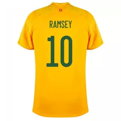 Deti Waleské Národné Futbalové Mužstvo Aaron Ramsey #10 Vonkajší žltá Dresy 2021 Košele Dres