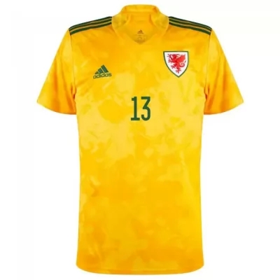 Deti Waleské Národné Futbalové Mužstvo Kieffer Moore #13 Vonkajší žltá Dresy 2021 Košele Dres