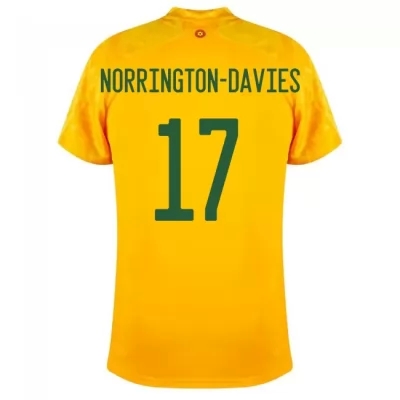 Deti Waleské Národné Futbalové Mužstvo Rhys Norrington-davies #17 Vonkajší žltá Dresy 2021 Košele Dres