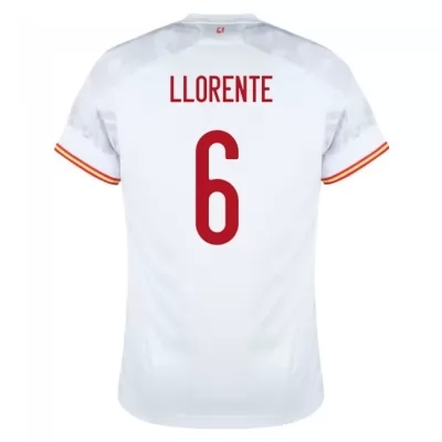Ženy Španielske národné futbalové mužstvo Marcos Llorente #6 Vonkajší Biely Dresy 2021 Košele Dres