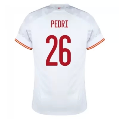 Ženy Španielske národné futbalové mužstvo Pedri #26 Vonkajší Biely Dresy 2021 Košele Dres