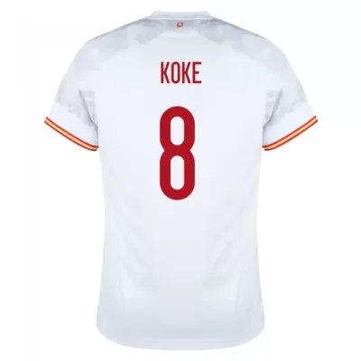 Deti Španielske národné futbalové mužstvo Koke #8 Vonkajší Biely Dresy 2021 Košele Dres