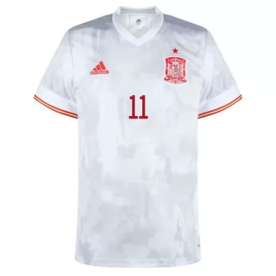 Muži Španielske Národné Futbalové Mužstvo Ferran Torres #11 Vonkajší Biely Dresy 2021 Košele Dres
