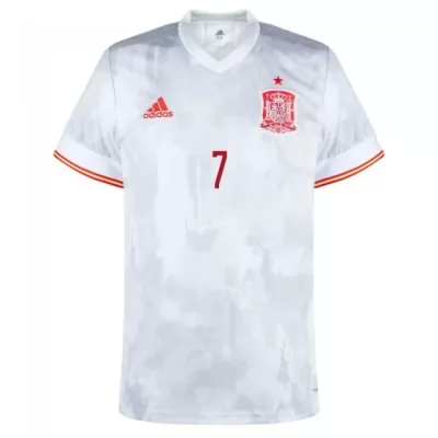 Deti Španielske Národné Futbalové Mužstvo Alvaro Morata #7 Vonkajší Biely Dresy 2021 Košele Dres