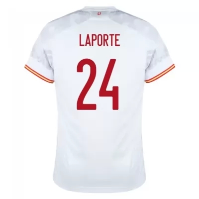 Ženy Španielske národné futbalové mužstvo Aymeric Laporte #24 Vonkajší Biely Dresy 2021 Košele Dres