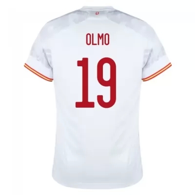 Ženy Španielske národné futbalové mužstvo Dani Olmo #19 Vonkajší Biely Dresy 2021 Košele Dres