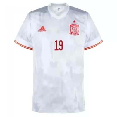 Deti Španielske Národné Futbalové Mužstvo Dani Olmo #19 Vonkajší Biely Dresy 2021 Košele Dres
