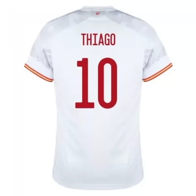 Muži Španielske národné futbalové mužstvo Thiago #10 Vonkajší Biely Dresy 2021 Košele Dres