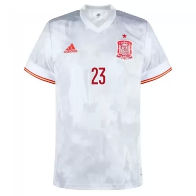 Muži Španielske Národné Futbalové Mužstvo Unai Simon #23 Vonkajší Biely Dresy 2021 Košele Dres
