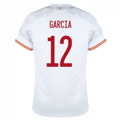 Deti Španielske Národné Futbalové Mužstvo Eric Garcia #12 Vonkajší Biely Dresy 2021 Košele Dres