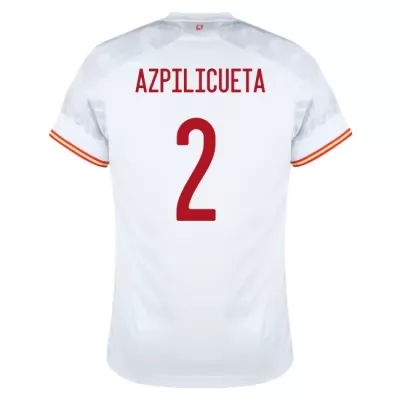 Muži Španielske národné futbalové mužstvo Cesar Azpilicueta #2 Vonkajší Biely Dresy 2021 Košele Dres