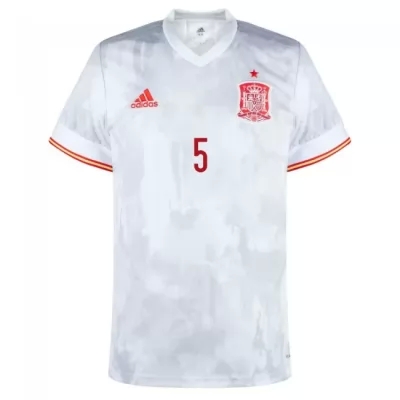 Deti Španielske Národné Futbalové Mužstvo Sergio Busquets #5 Vonkajší Biely Dresy 2021 Košele Dres