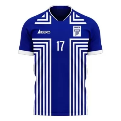 Deti Grécke Národné Futbalové Mužstvo Christos Tzolis #17 Vonkajší Modrá Dresy 2021 Košele Dres