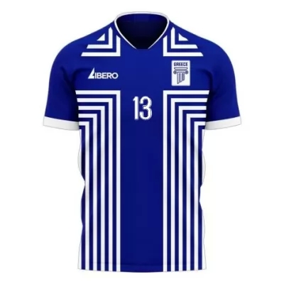 Deti Grécke Národné Futbalové Mužstvo Sokratis Dioudis #13 Vonkajší Modrá Dresy 2021 Košele Dres