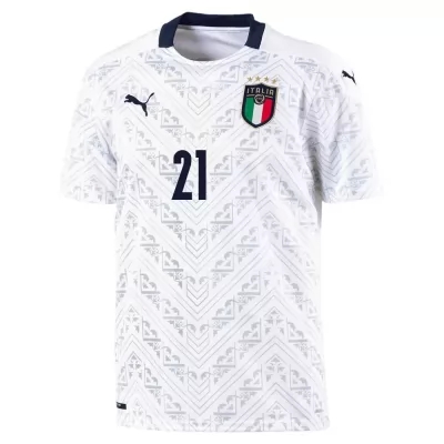Muži Talianske Národné Futbalové Mužstvo Gianluigi Donnarumma #21 Vonkajší Biely Dresy 2021 Košele Dres