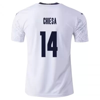 Muži Talianske národné futbalové mužstvo Federico Chiesa #14 Vonkajší Biely Dresy 2021 Košele Dres