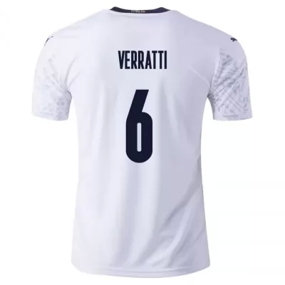 Deti Talianske národné futbalové mužstvo Marco Verratti #6 Vonkajší Biely Dresy 2021 Košele Dres
