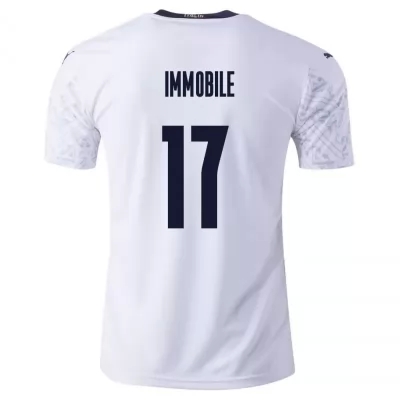 Muži Talianske národné futbalové mužstvo Ciro Immobile #17 Vonkajší Biely Dresy 2021 Košele Dres