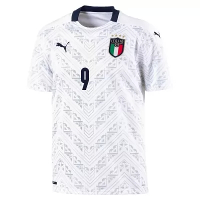 Deti Talianske Národné Futbalové Mužstvo Andrea Belotti #9 Vonkajší Biely Dresy 2021 Košele Dres