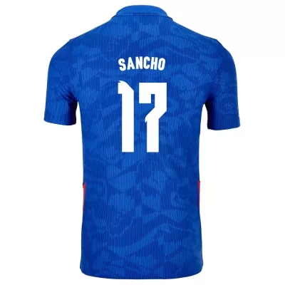 Deti Anglické národné futbalové mužstvo Jadon Sancho #17 Vonkajší Modrá Dresy 2021 Košele Dres