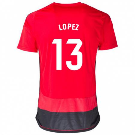 Kandiny Deti Luis López #13 Červená Čierna Dresy Hazai Csapatmez 2023/24 Triĭká